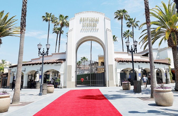 UNIVERSAL CITY, CALIFORNIA - APRIL 15: The entrance to Universal Studios is seen during Universal Studios Hollywood grand reopening media day at Universal Studios Hollywood on April 15, 2021 in Universal City, California. (Photo by Amy Sussman/Getty Images)