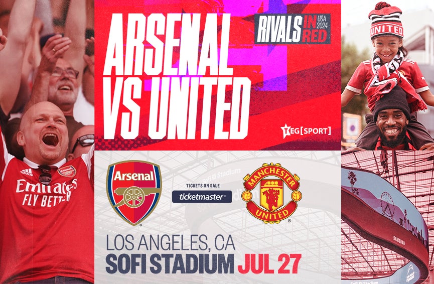 Arsenal vs. Manchester United Sat., July 27, 2024 / 5 PM, @ SOFI Stadium. $35.00 ***PLEASE WRITE YOUR HOTEL NAME AND SHUTTLE TIME IN NOTES SECTION***